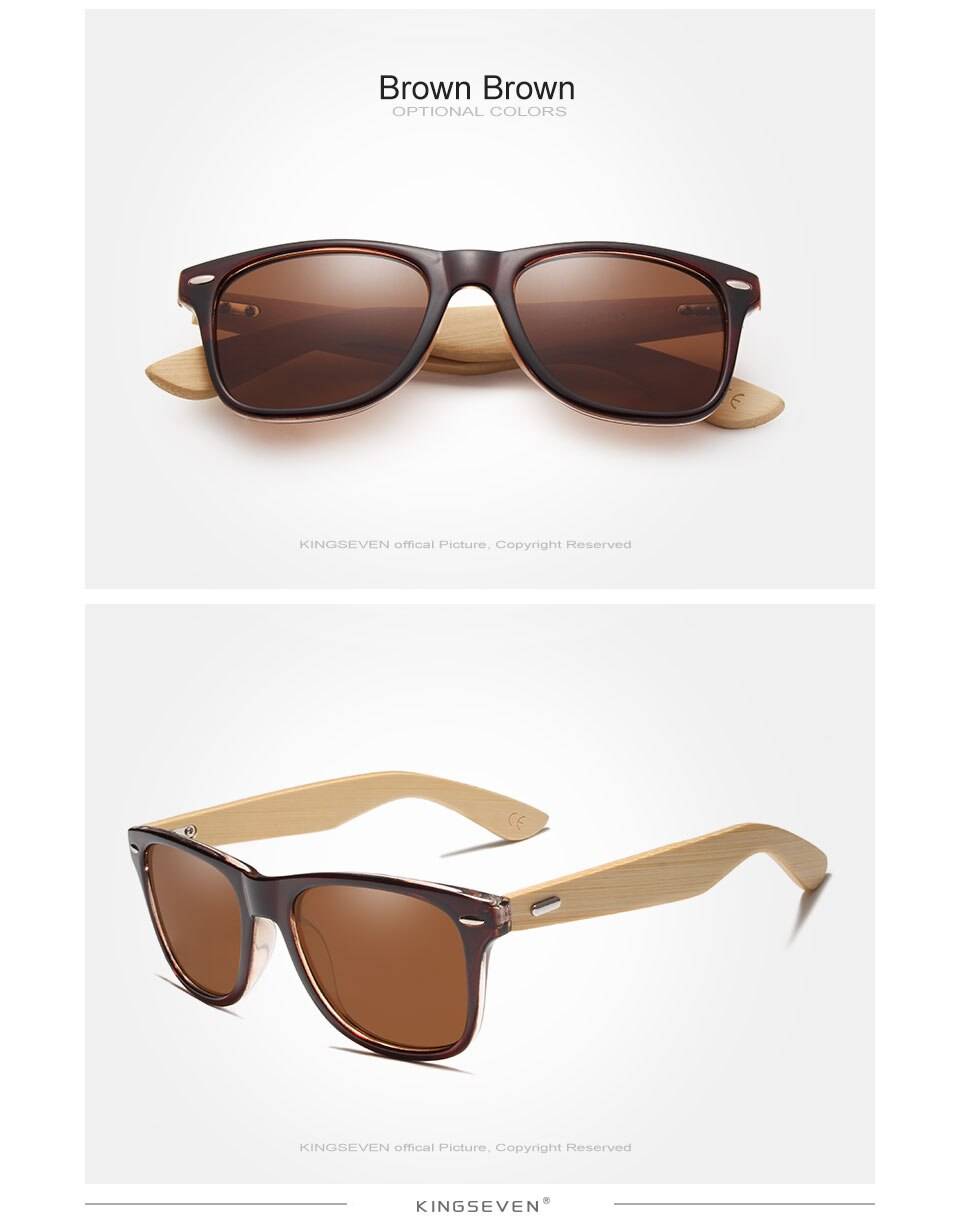 Bamboo Sunglasses Men and Women All In KINGSEVEN DESIGN Sun Glasses Polarized Vintage Travel Eyewear Mirror Lenses