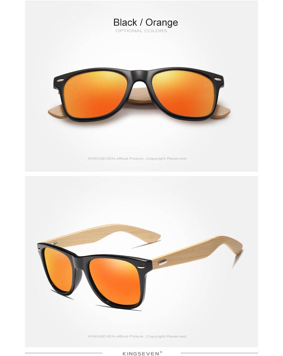 Bamboo Sunglasses Men and Women All In KINGSEVEN DESIGN Sun Glasses Polarized Vintage Travel Eyewear Mirror Lenses