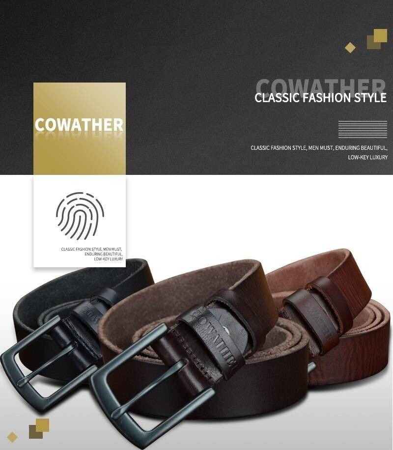 COWATHER 100% cowhide genuine leather belts for men vintage 2019 new design male strap ceinture homme 110-130cm MEN belt