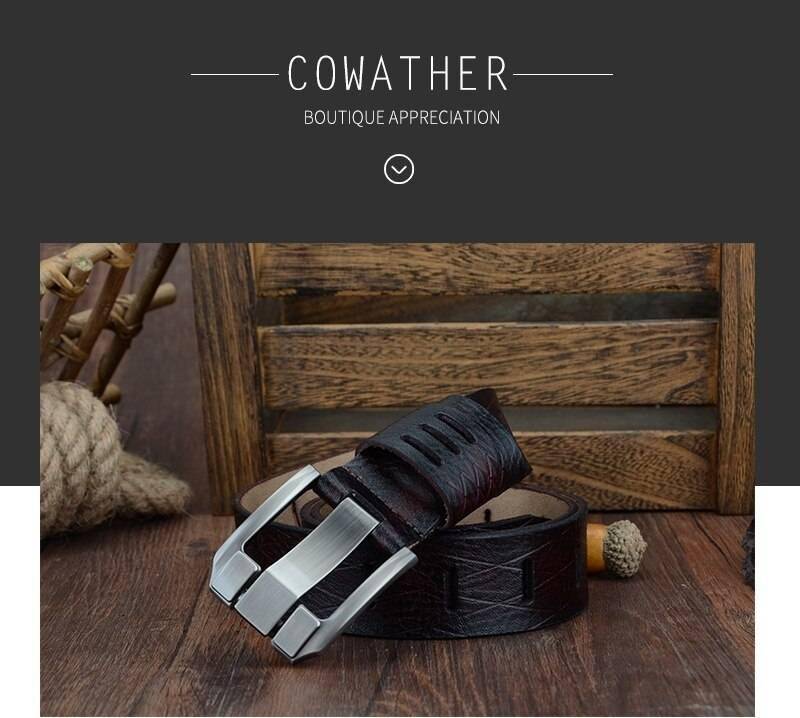 COWATHER 2019 QUALITY cow genuine luxury leather men belts for men strap male pin buckle BIG SIZE 100-130cm 3.8 width QSK001