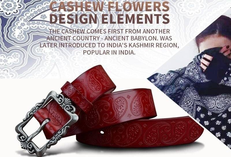 COWATHER 2019 cow genuine leather belts for Women luxury strap female belt Cashew flowers high quality pin buckle 3.2cm XF022