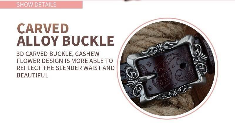 COWATHER 2019 cow genuine leather belts for Women luxury strap female belt Cashew flowers high quality pin buckle 3.2cm XF022