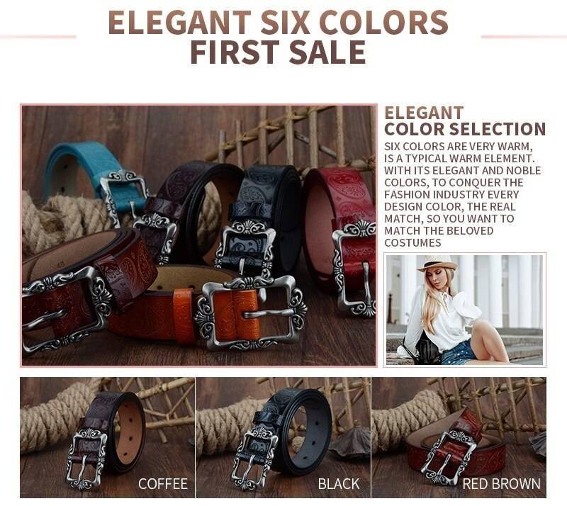 COWATHER 2019 cow genuine leather belts for Women luxury strap female belt Cashew flowers high quality pin buckle 3.2cm XF022