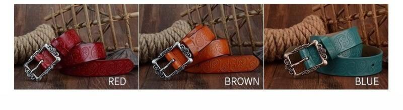 COWATHER 2019 cow genuine leather belts for Women luxury strap female belt Cashew flowers high quality pin buckle 3.2cm XF022