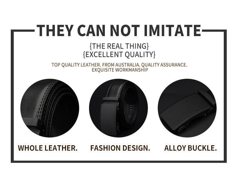 COWATHER Men's Belt Automatic Ratchet Buckle with Cow Genuine Leather Belts for Men luxury brand male strap 110-130cm length
