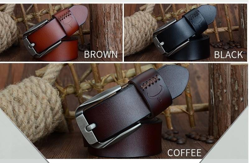 COWATHER Vintage style pin buckle cow genuine leather belts for men 130cm high quality mens belt cinturones hombre free shipping