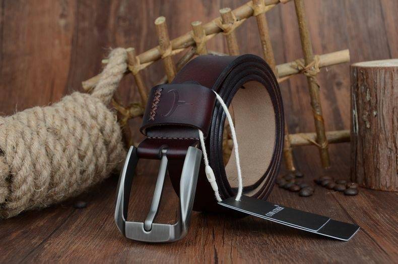 COWATHER Vintage style pin buckle cow genuine leather belts for men 130cm high quality mens belt cinturones hombre free shipping
