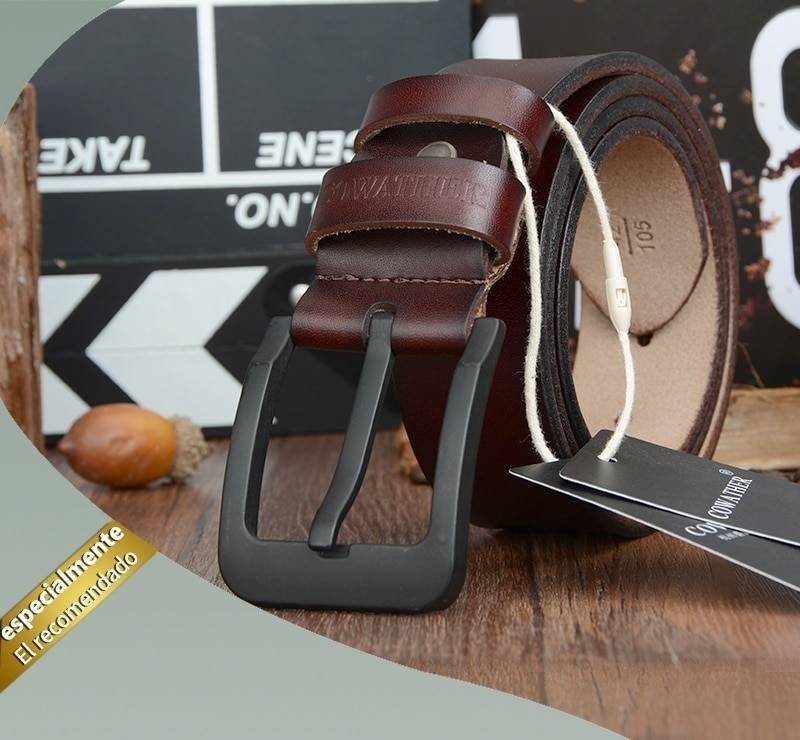 COWATHER male belt for mens high quality cow genuine leather belts 2019 hot sale strap fashion new jeans Black Buckle XF010