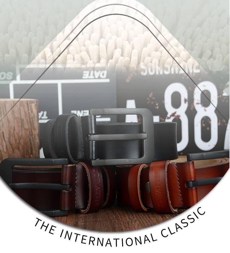 COWATHER male belt for mens high quality cow genuine leather belts 2019 hot sale strap fashion new jeans Black Buckle XF010