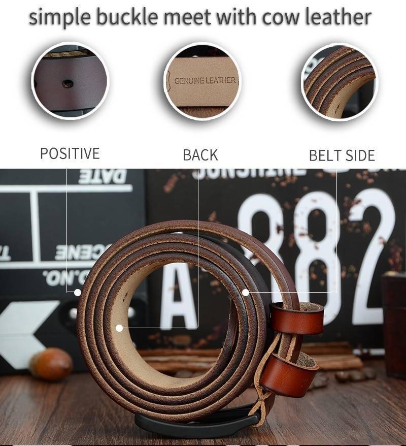 COWATHER male belt for mens high quality cow genuine leather belts 2019 hot sale strap fashion new jeans Black Buckle XF010