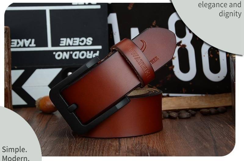 COWATHER male belt for mens high quality cow genuine leather belts 2019 hot sale strap fashion new jeans Black Buckle XF010