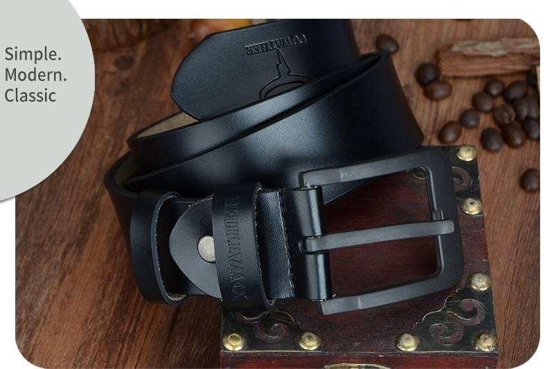 COWATHER male belt for mens high quality cow genuine leather belts 2019 hot sale strap fashion new jeans Black Buckle XF010
