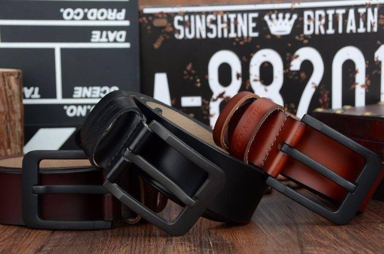 COWATHER male belt for mens high quality cow genuine leather belts 2019 hot sale strap fashion new jeans Black Buckle XF010