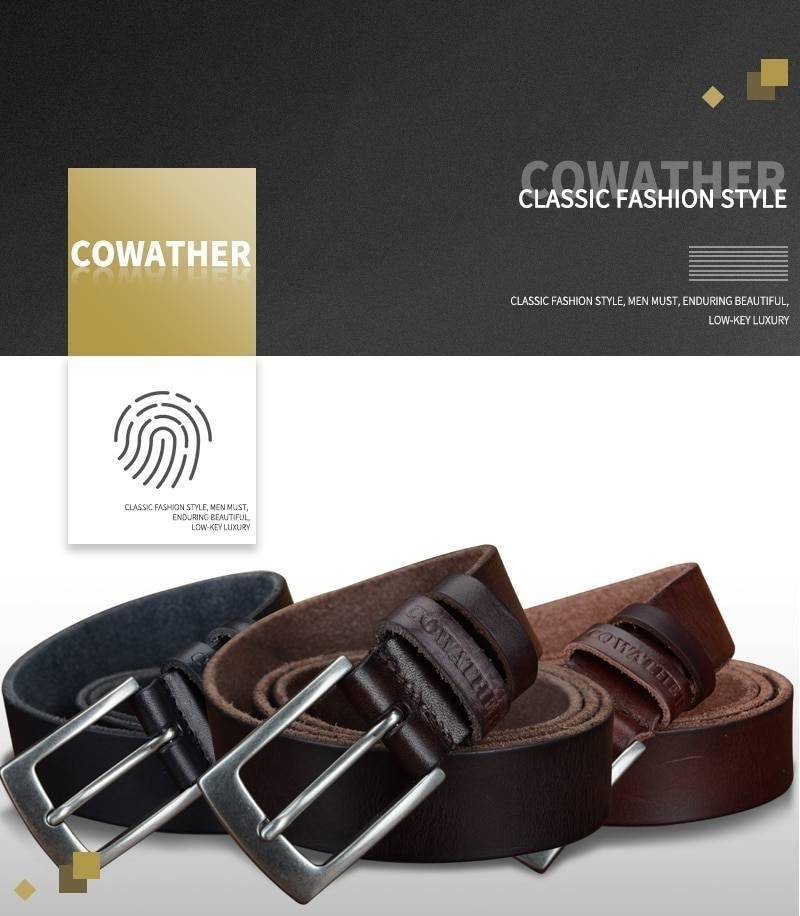 COWATHER top cow genuine leather men belts 2019 newest arrival three color hot design jeans belt for male original brand