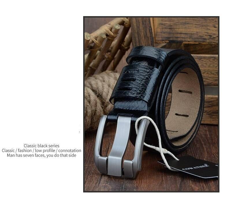 COWATHER 2019 QUALITY cow genuine luxury leather men belts for men strap male pin buckle BIG SIZE 100-130cm 3.8 width QSK001