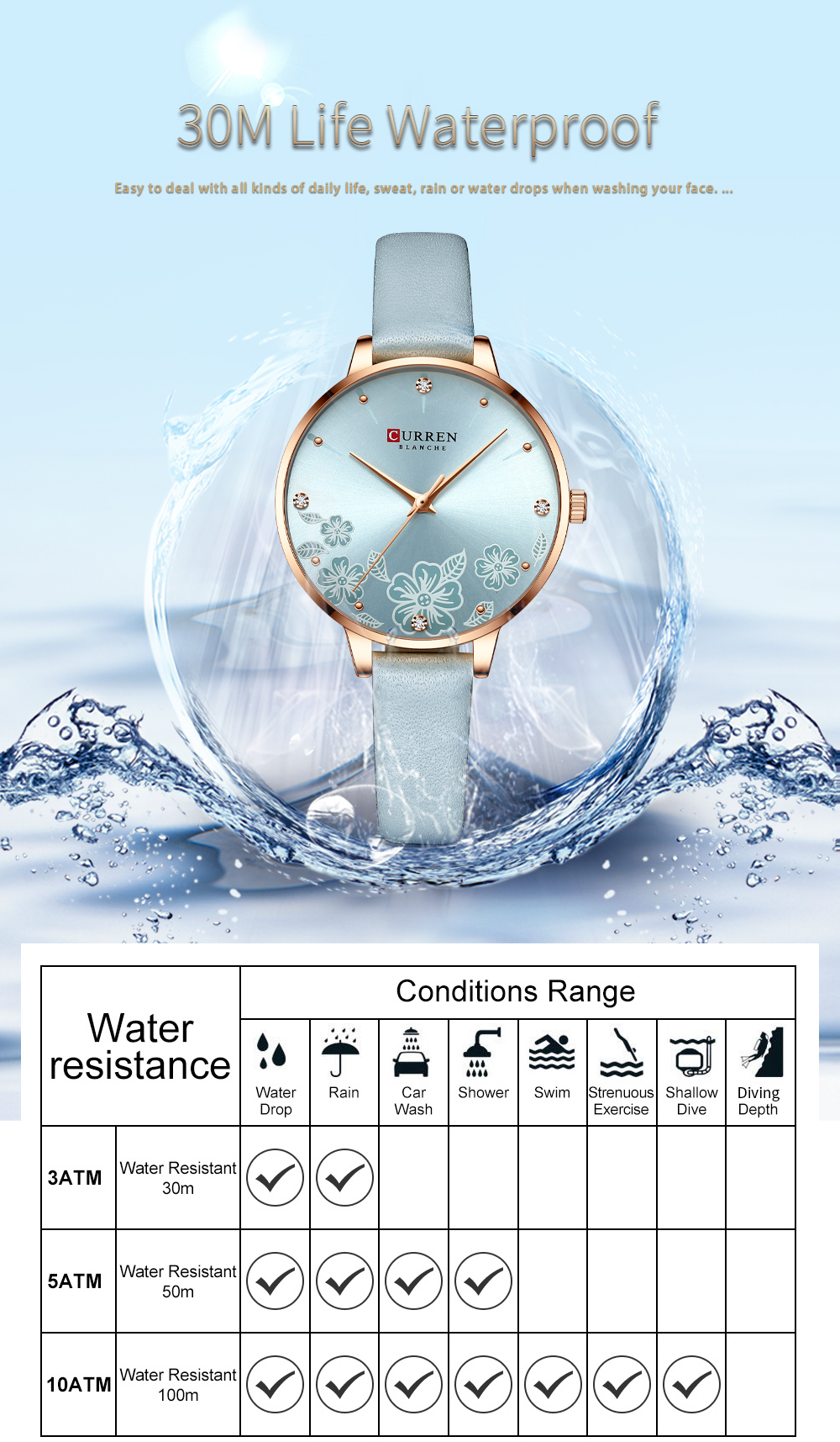 CURREN Watches Women Brand Leather Quartz Wristwatches Luxury Design Clock for Ladies Charm Flowers Dial Montre Femme
