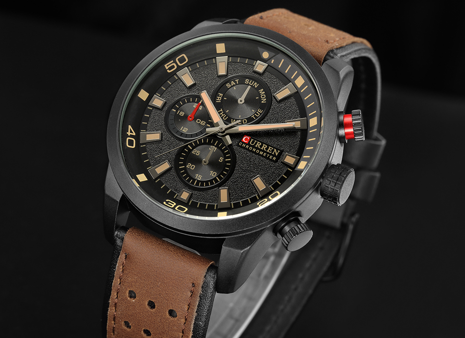 CURREN Casual Wrist Watch Analog Military Sports Men Watch Leather Strap Quartz Male Clock Relogio Masculino Reloj Hombre
