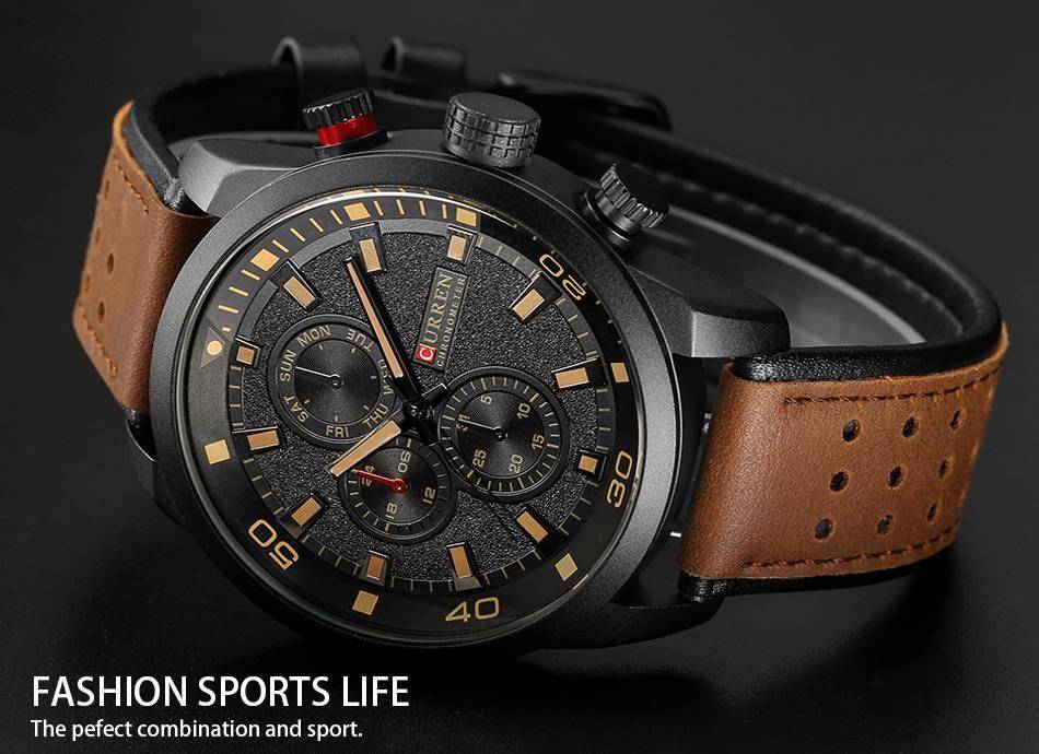 CURREN Casual Wrist Watch Analog Military Sports Men Watch Leather Strap Quartz Male Clock Relogio Masculino Reloj Hombre