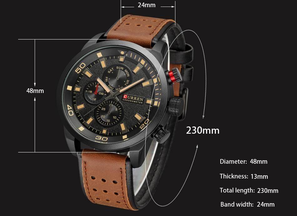 CURREN Casual Wrist Watch Analog Military Sports Men Watch Leather Strap Quartz Male Clock Relogio Masculino Reloj Hombre