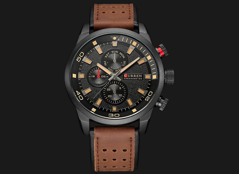 CURREN Casual Wrist Watch Analog Military Sports Men Watch Leather Strap Quartz Male Clock Relogio Masculino Reloj Hombre