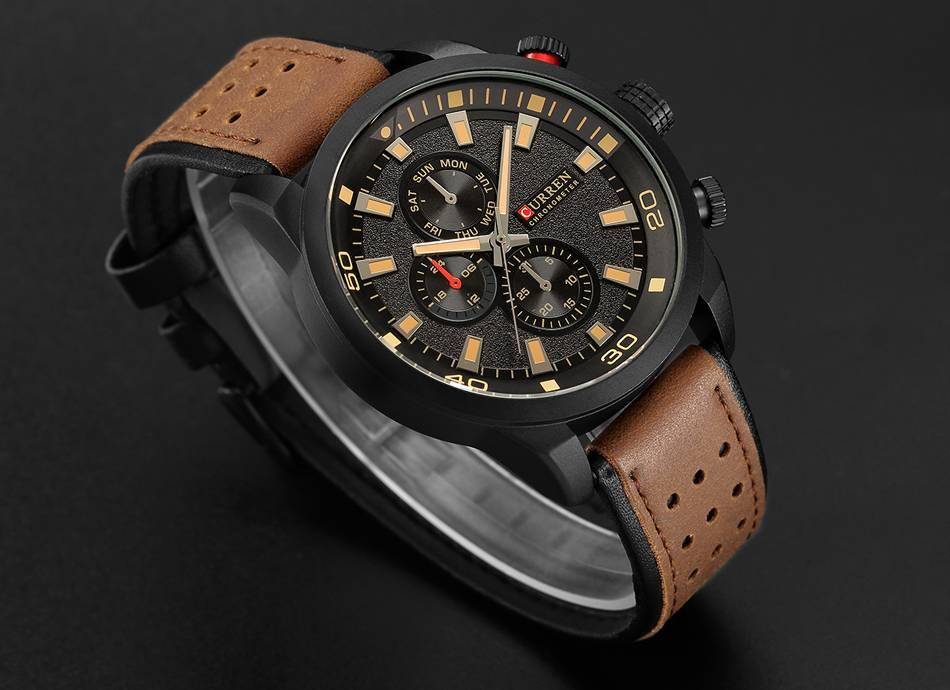CURREN Casual Wrist Watch Analog Military Sports Men Watch Leather Strap Quartz Male Clock Relogio Masculino Reloj Hombre