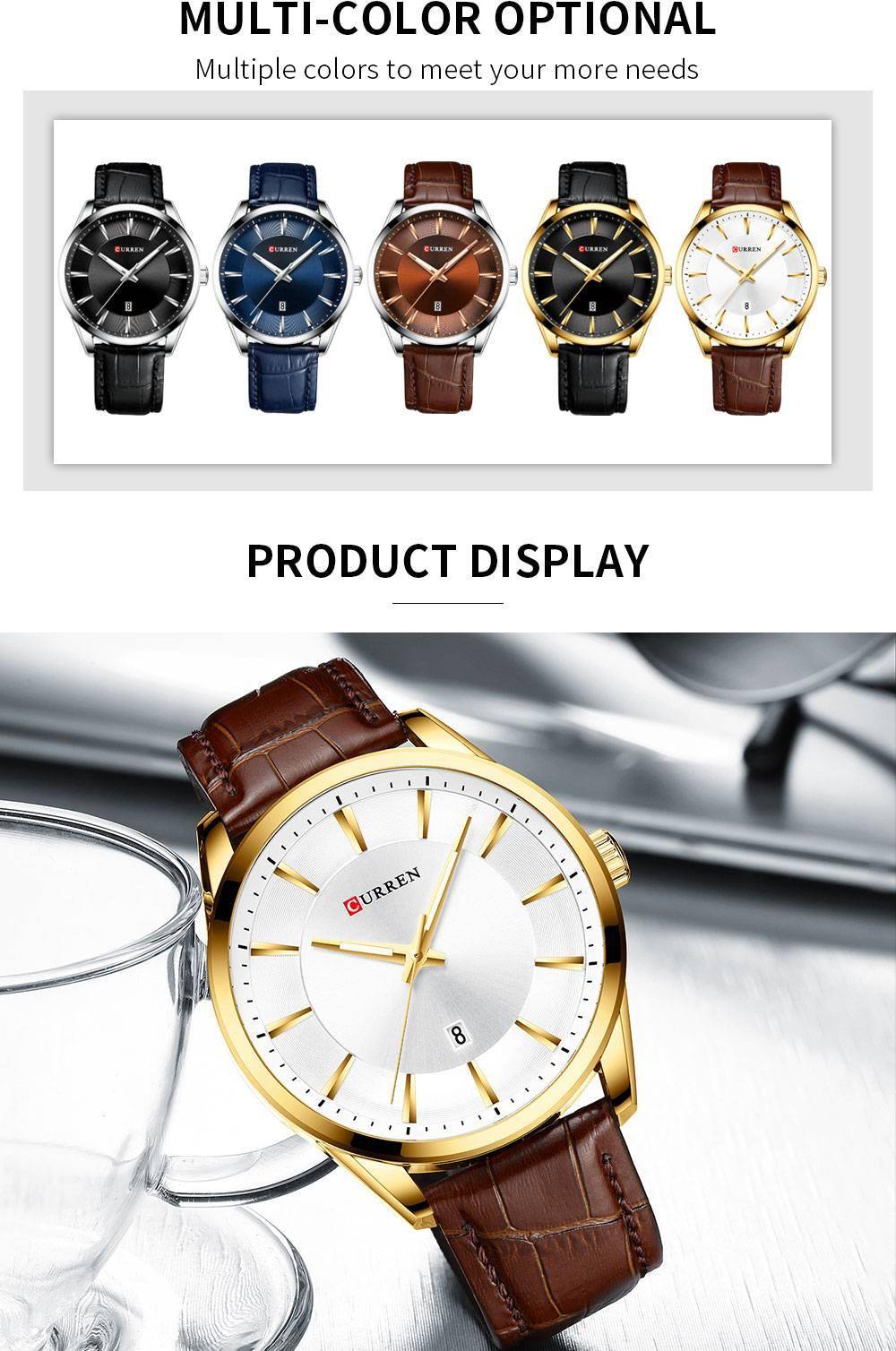 CURREN Simple Men Leather Watch Man Luxury Brand Quartz Watches Relogio Masculino Casual Wristwatch Male Clock Blue