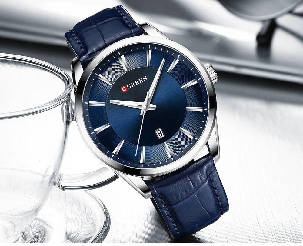 CURREN Simple Men Leather Watch Man Luxury Brand Quartz Watches Relogio Masculino Casual Wristwatch Male Clock Blue